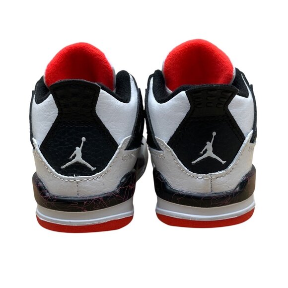 Jordan Toddler White Black Orange Air Retro 4 High Top Sneakers 5C - Picture 4 of 8